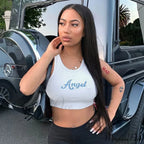 Women Letter Embroidery Vest Summer Sleeveless Crop For Tank Top