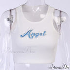 Women Letter Embroidery Vest Summer Sleeveless Crop For Tank Top