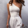 Women Sports Crops Vest Casual One Shoulder Summer Outfitss Fitness Elastic Tank Top