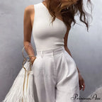 Women Sports Crops Vest Casual One Shoulder Summer Outfitss Fitness Elastic Tank Top