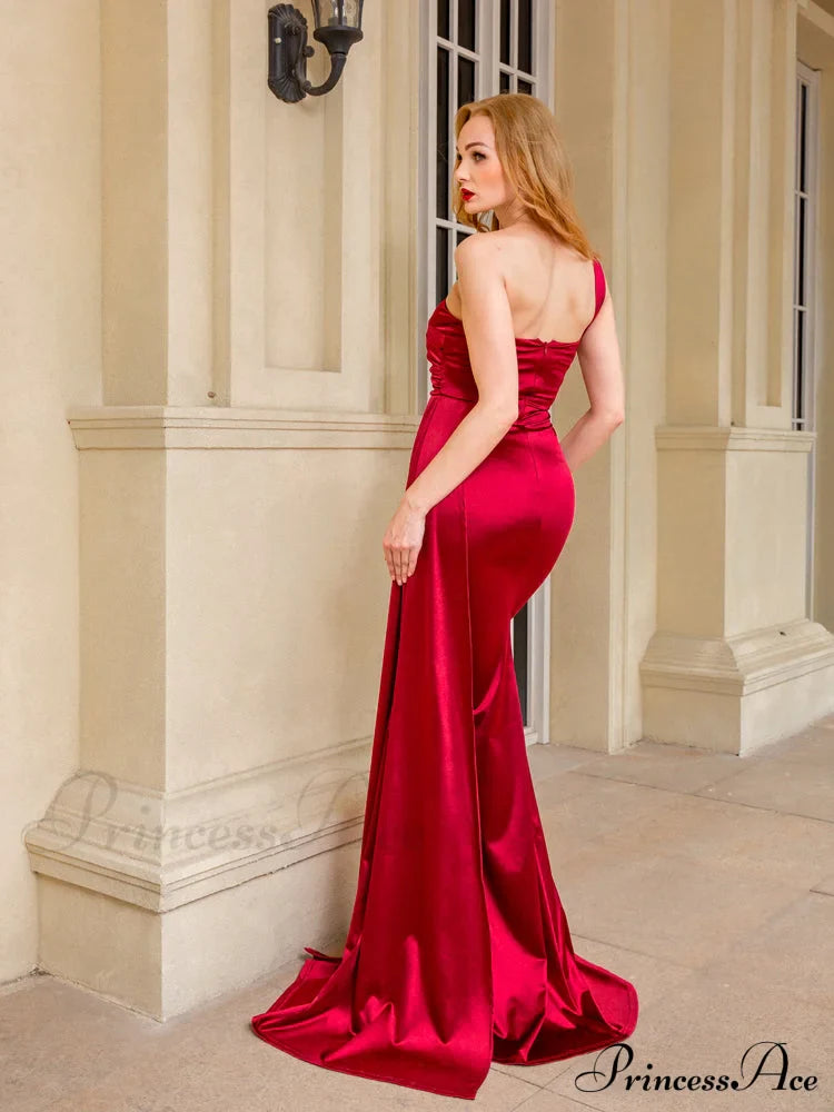Blue Evening Green Gown Full-Length Party Royal With Satin Long Ribbon Draped Dress