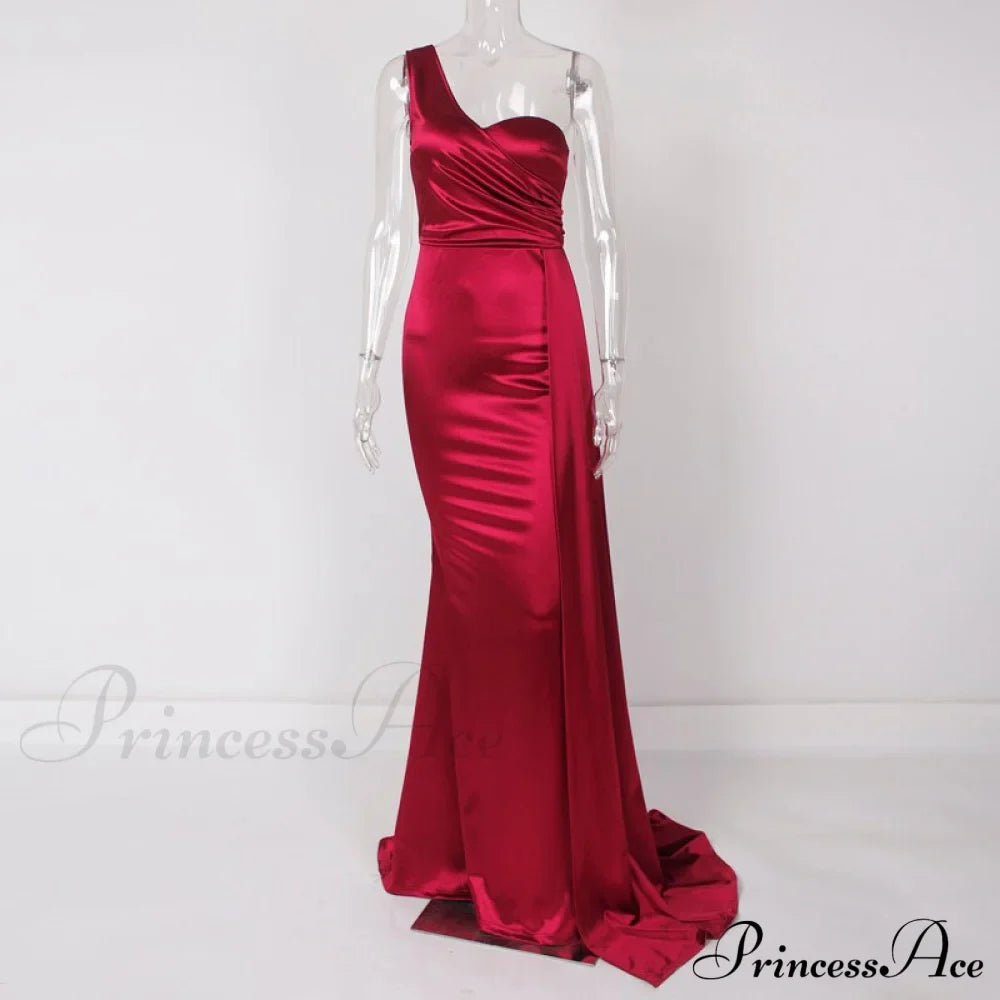 Blue Evening Green Gown Full-Length Party Royal With Satin Long Ribbon Draped Dress