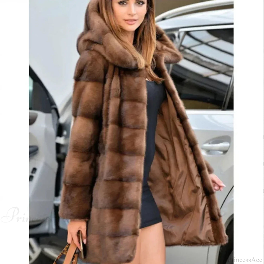 Mink Hooded Long Coat