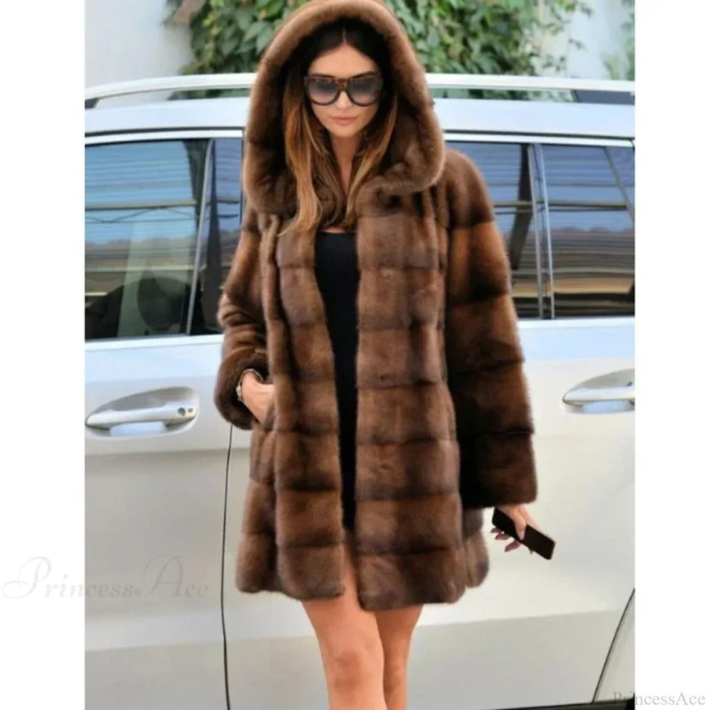 Mink Hooded Long Coat