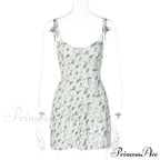 Short Breasted Slimlarge Backless Sleeveless Sun Vacation Floral Dress