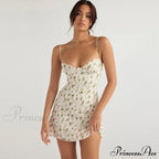 Short Breasted Slimlarge Backless Sleeveless Sun Vacation Floral Dress