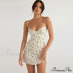 Short Breasted Slimlarge Backless Sleeveless Sun Vacation Floral Dress