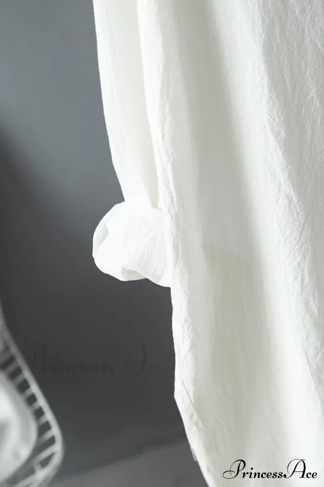 Spring/Autumn Arm - Fit Blouse Loose Casual Gown With Long Buttons