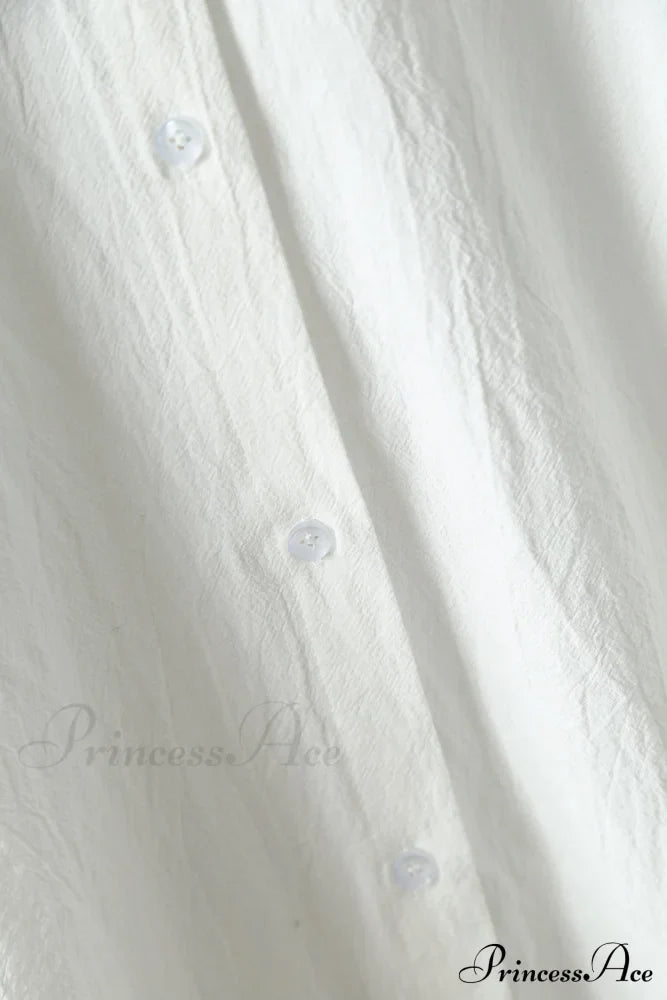 Spring/Autumn Arm - Fit Blouse Loose Casual Gown With Long Buttons