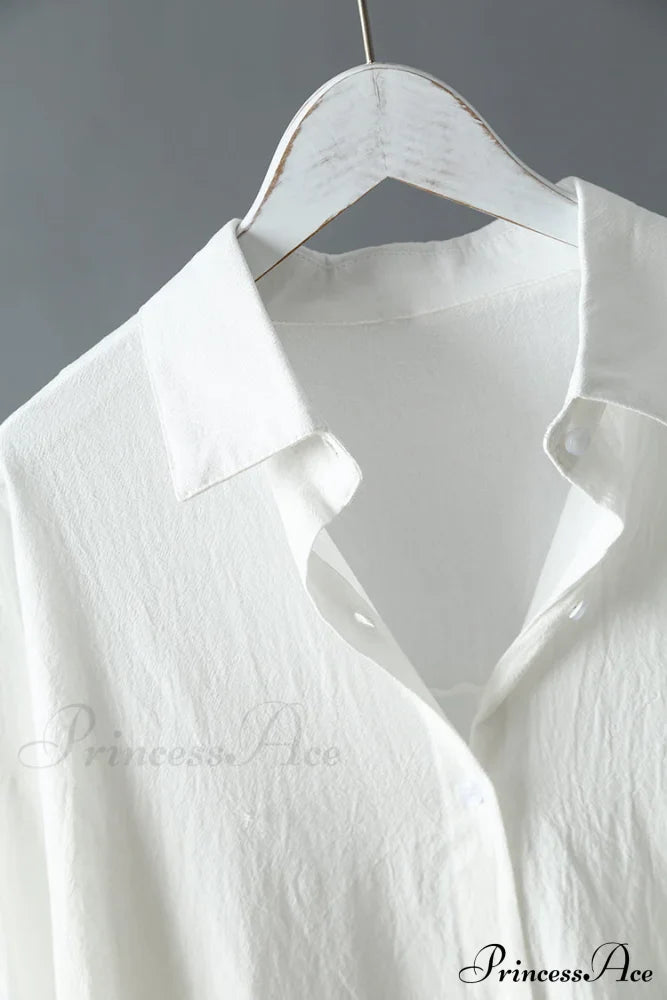 Spring/Autumn Arm - Fit Blouse Loose Casual Gown With Long Buttons