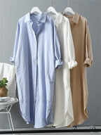 Spring/Autumn Arm - Fit Blouse Loose Casual Gown With Long Buttons