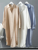 Spring/Autumn Arm - Fit Blouse Loose Casual Gown With Long Buttons