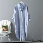 Spring/Autumn Arm - Fit Blouse Loose Casual Gown With Long Buttons
