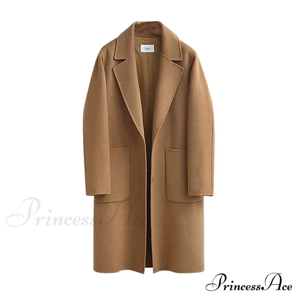 Wool Baggy Long Solid Simple All-Match Overcoat