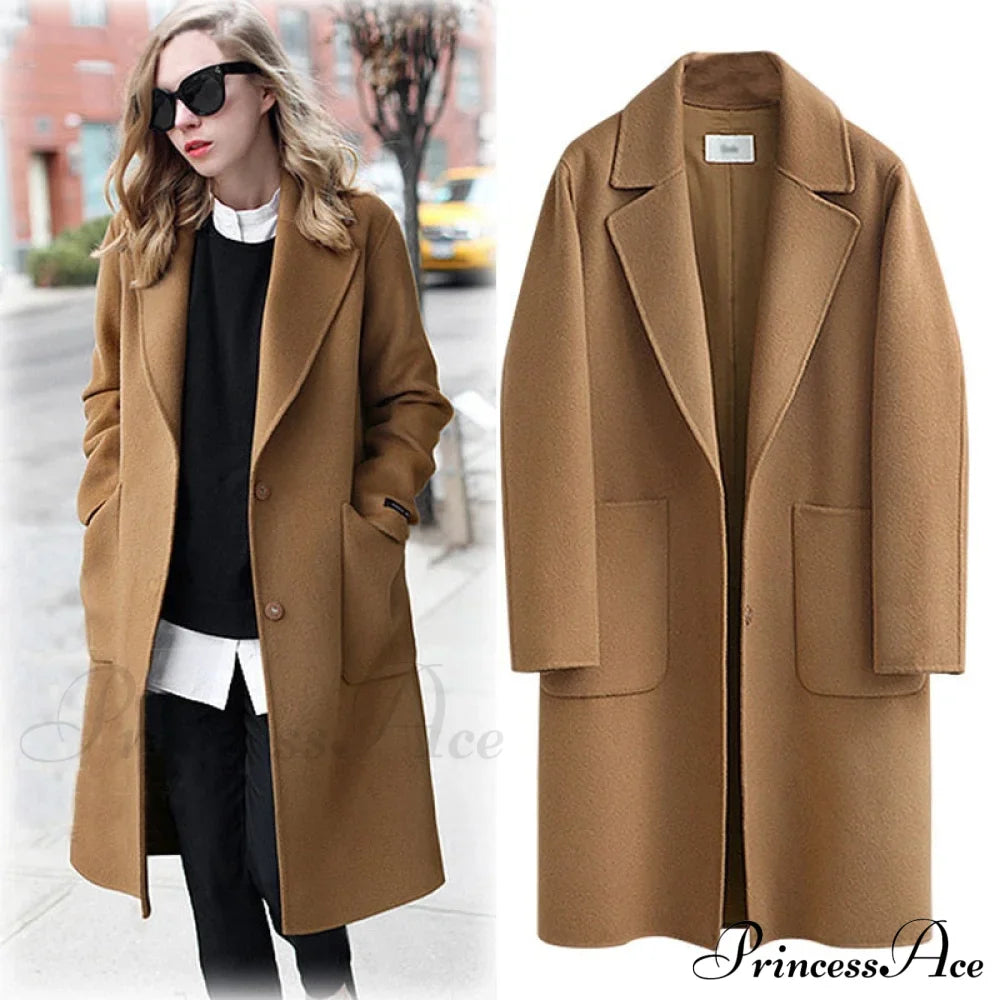Wool Baggy Long Solid Simple All-Match Overcoat