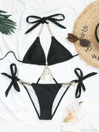 Wrap Around Metal Chains Bikini Set