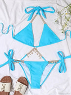 Wrap Around Metal Chains Bikini Set