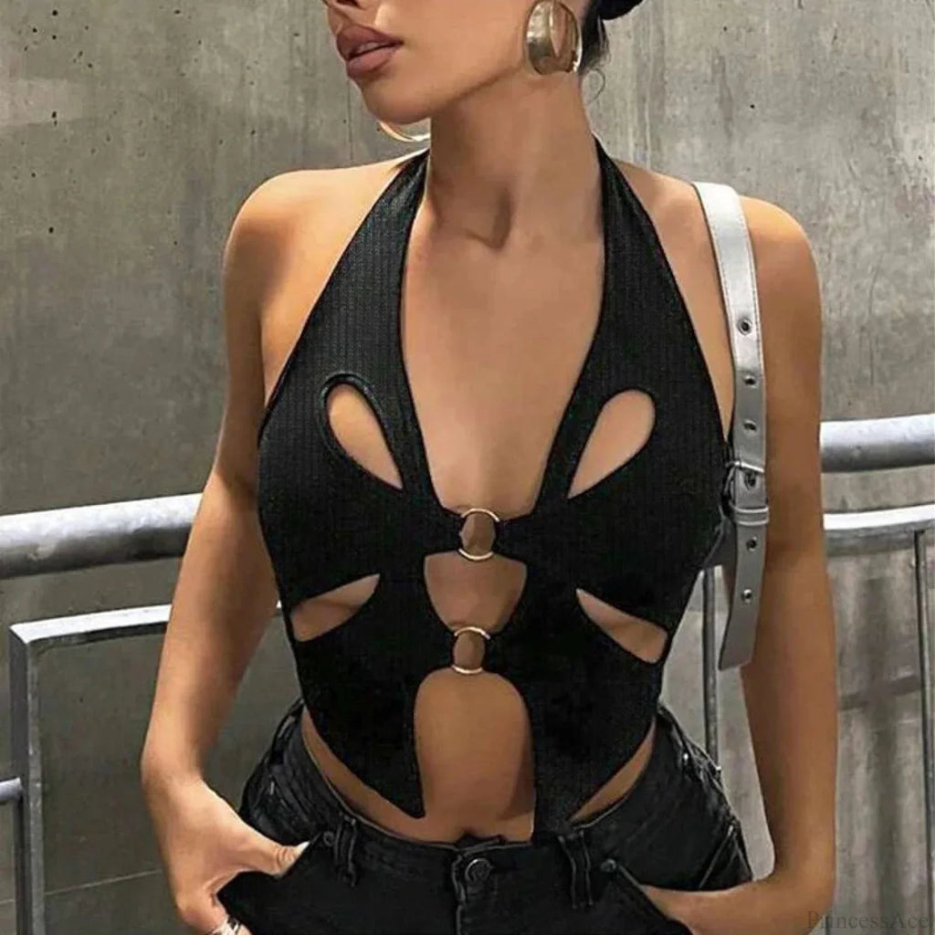Y2K Circular Camisole Grunge Crop Top