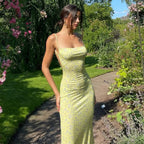 Y2K Floral Print Spaghetti Strap Backless Summer Dress