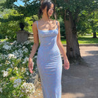 Y2K Floral Print Spaghetti Strap Backless Summer Dress