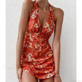Y2K Floral Sleeveless Halter Neck Backless Dress