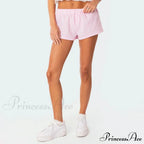 Y2K Lounge Soft Elastic Low Waist Plaid Print Button Front Pajama Bottoms Short