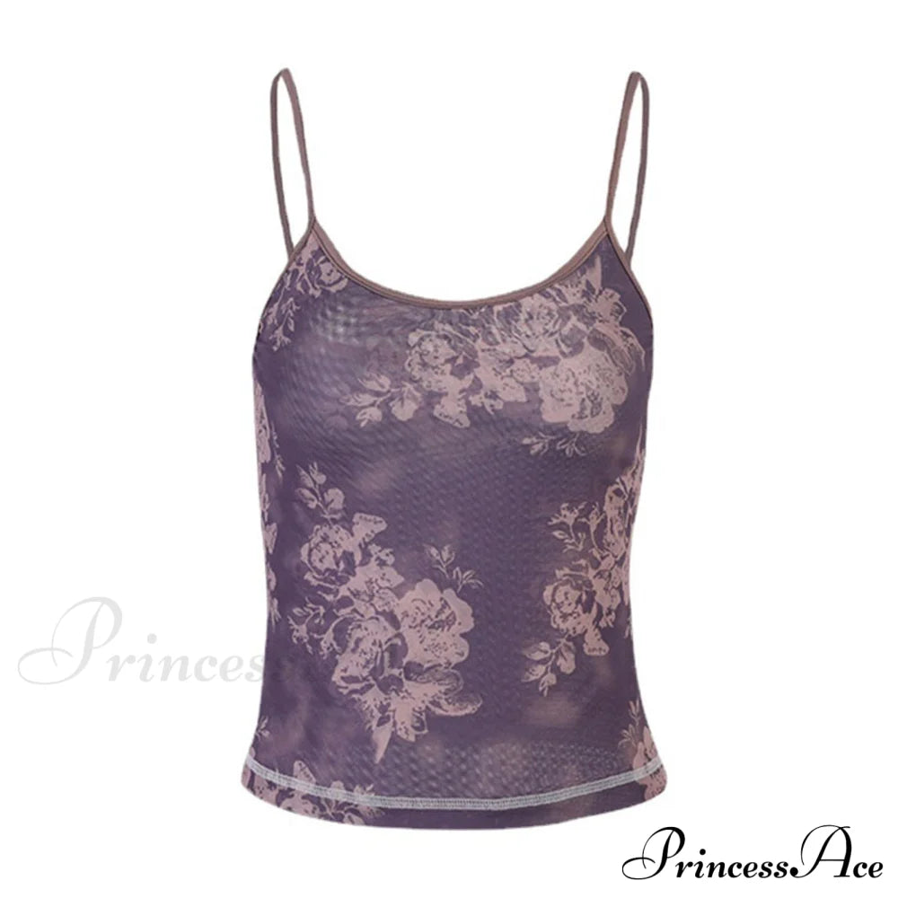 Y2K Mesh Sheer Floral T-Shirts