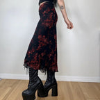 Y2K Retro Floral Printed High Waist Ruffled Long Skirt