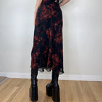 Y2K Retro Floral Printed High Waist Ruffled Long Skirt