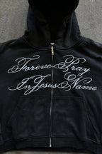 Y2K Street Dark Zip Stylish Hoodie