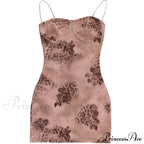Y2K Vintage Party Mini Print Beach Style Backless Sun Floral Dress