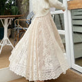 Y2K Lace Crochet Umbrella Long Skirt Bohemian High Waist