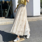 Y2K Lace Crochet Umbrella Long Skirt Bohemian High Waist
